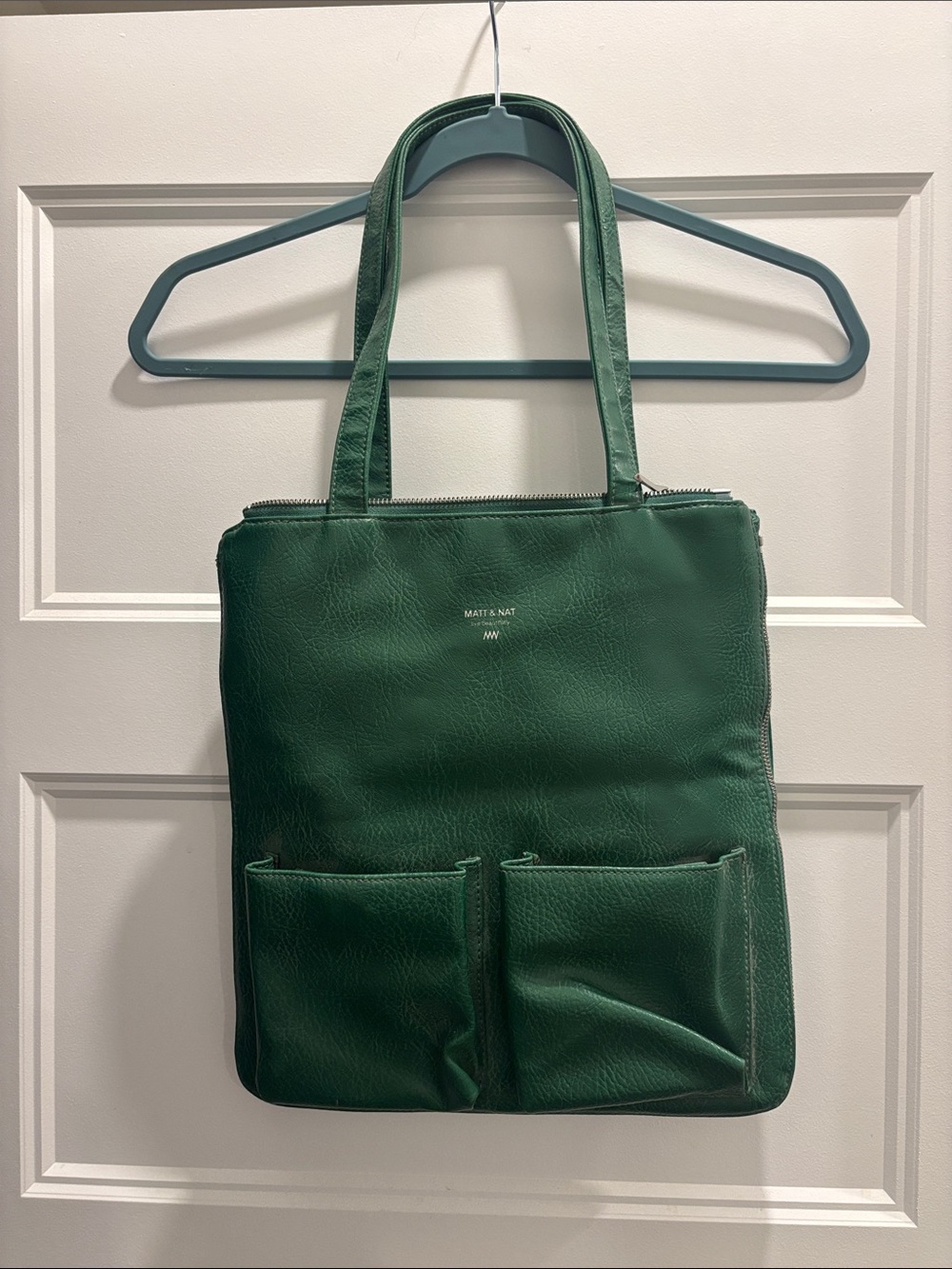 Matt & Nat Forest Green Vegan Leather Tote with Front Pockets